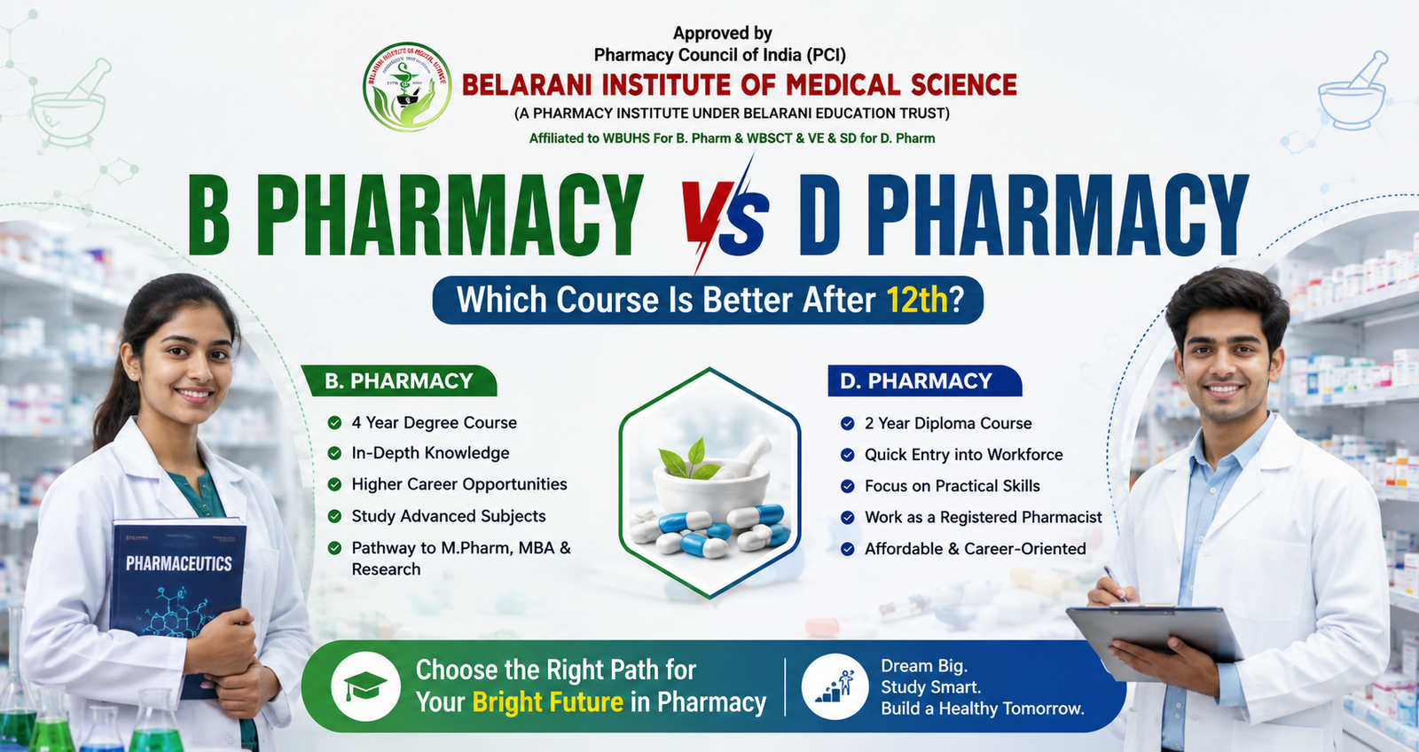 B Pharmacy vs D Pharmacy: Which Course Is Better After 12th?